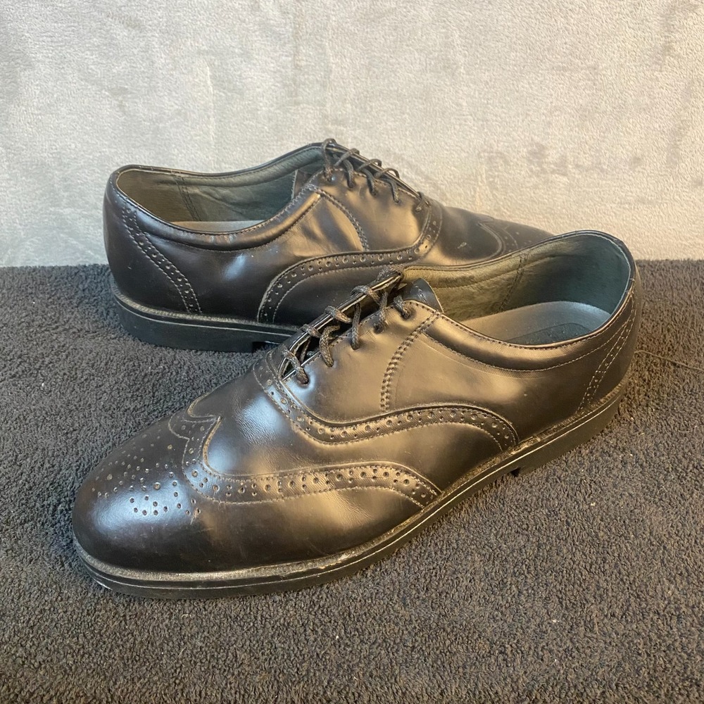 Iron Age Men's 12 W Black Leather Wingtip Oxford Steel Toe Safety Shoes USA